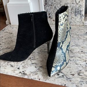 Something Navy half snakeskin booties!